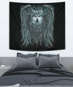 Viking Style Tapestry Spiral Wolf Spirit for Wall Décor