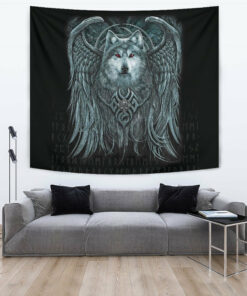 Viking Style Tapestry Spiral Wolf Spirit for Wall Décor
