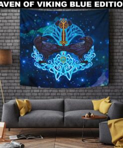 Viking Style Tapestry Stylized Crows Decorative Bird Line Art Rook Tapestry for Wall Décor