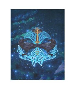 Viking Style Tapestry Stylized Crows Decorative Bird Line Art Rook Tapestry for Wall Décor