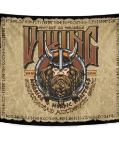 Viking Style Tapestry Stylized Wolf In Ethnic Tapestry for Wall Décor