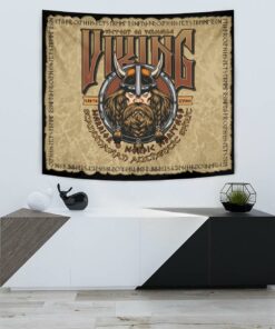 Viking Style Tapestry Stylized Wolf In Ethnic Tapestry for Wall Décor