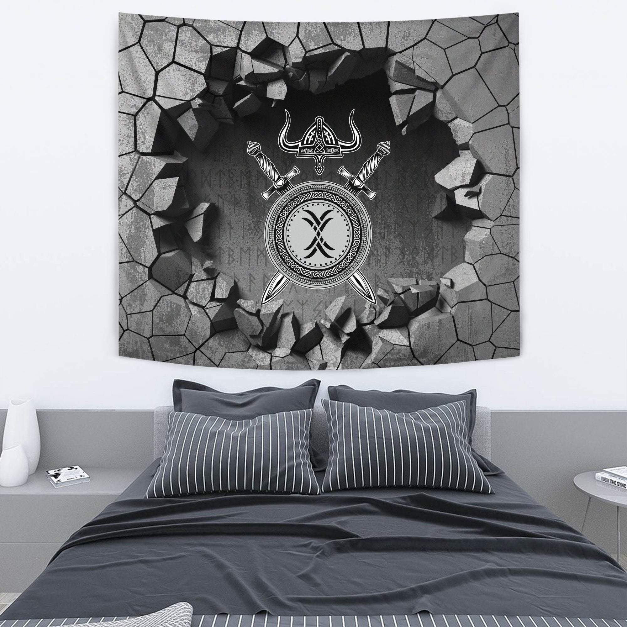 Viking Style Tapestry Stylized Wolf Tapestry for Wall Décor