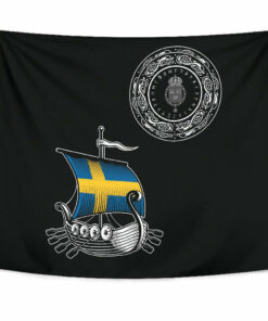 Viking Style Tapestry Swedish Drakkar for Wall Décor