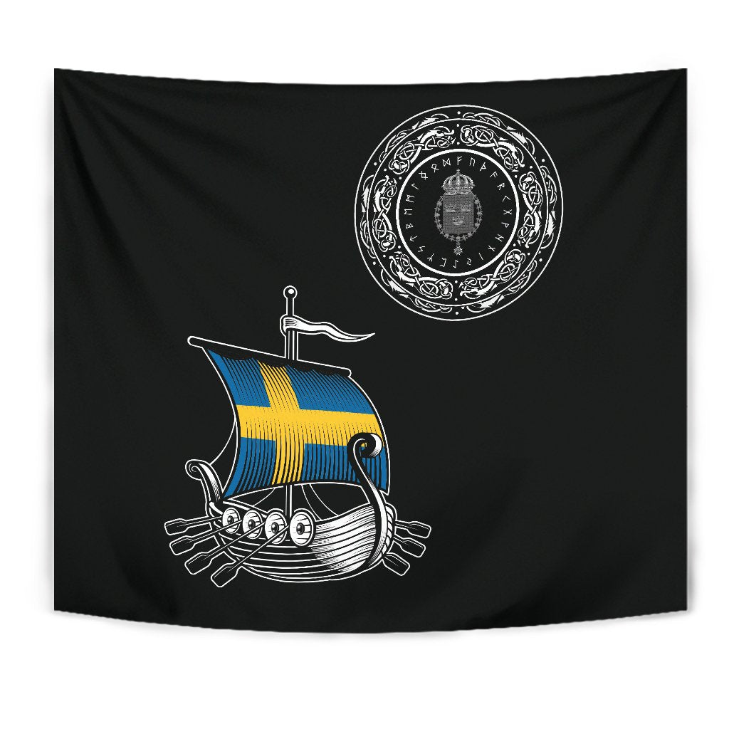 Viking Style Tapestry Swedish Drakkar for Wall Décor