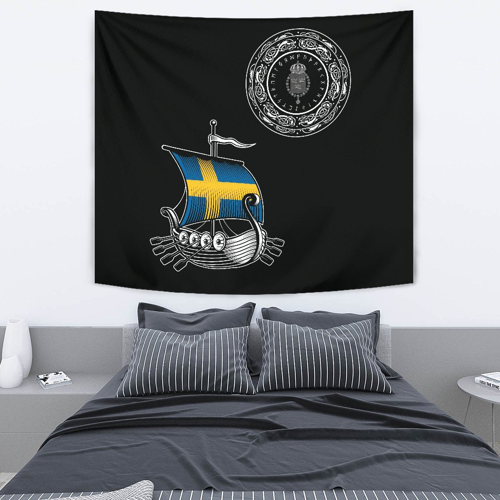 Viking Style Tapestry Swedish Drakkar for Wall Décor