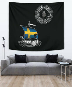 Viking Style Tapestry Swedish Drakkar for Wall Décor