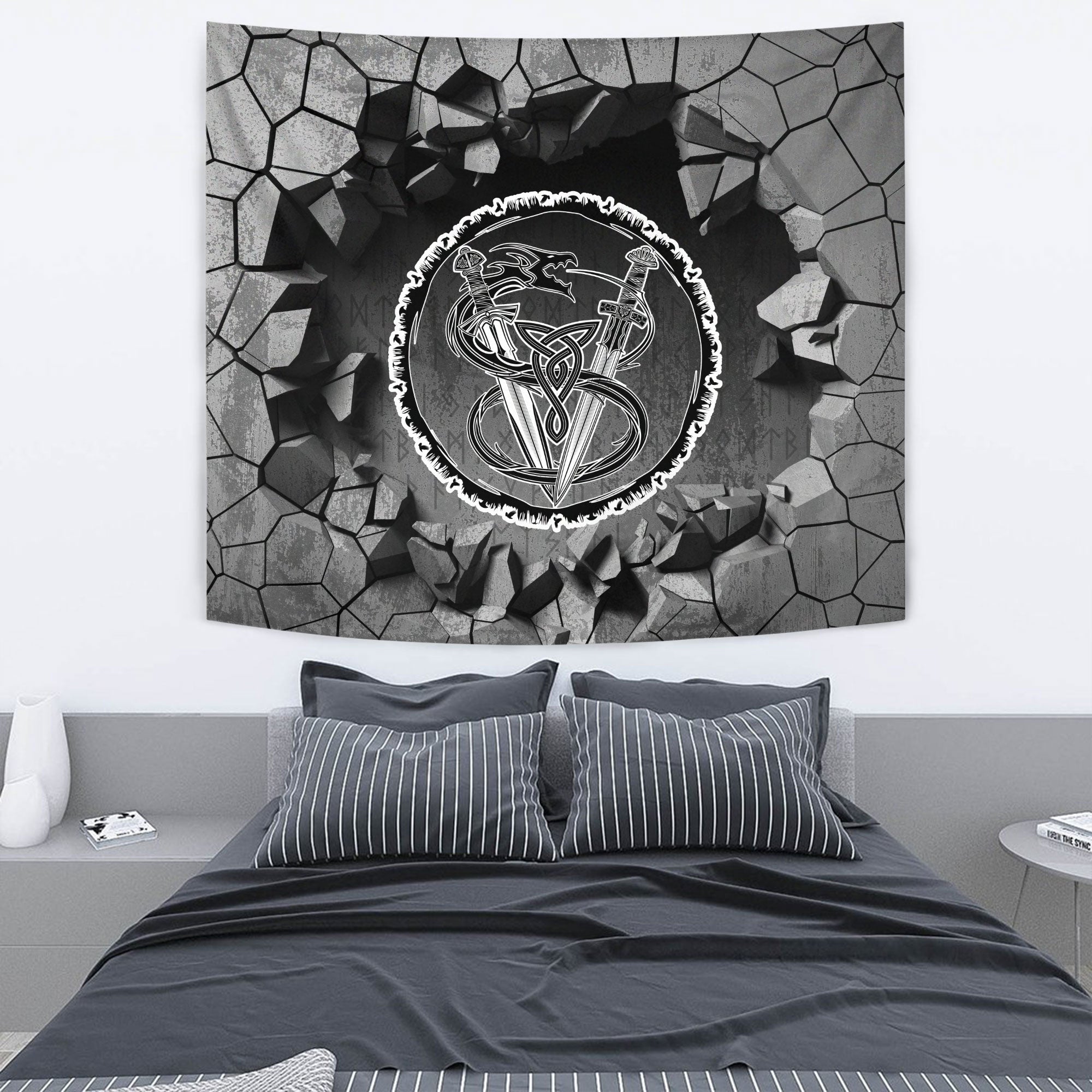 Viking Style Tapestry Tattoo Courage Scandinavian Tapestry for Wall Décor