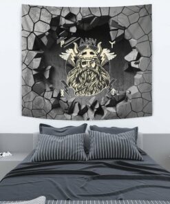 Viking Style Tapestry The Harsh God Odin Against The Background Of Red Sun Tapestry for Wall Décor