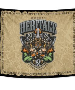 Viking Style Tapestry The Poleaxe and Sword Tapestry for Wall Décor