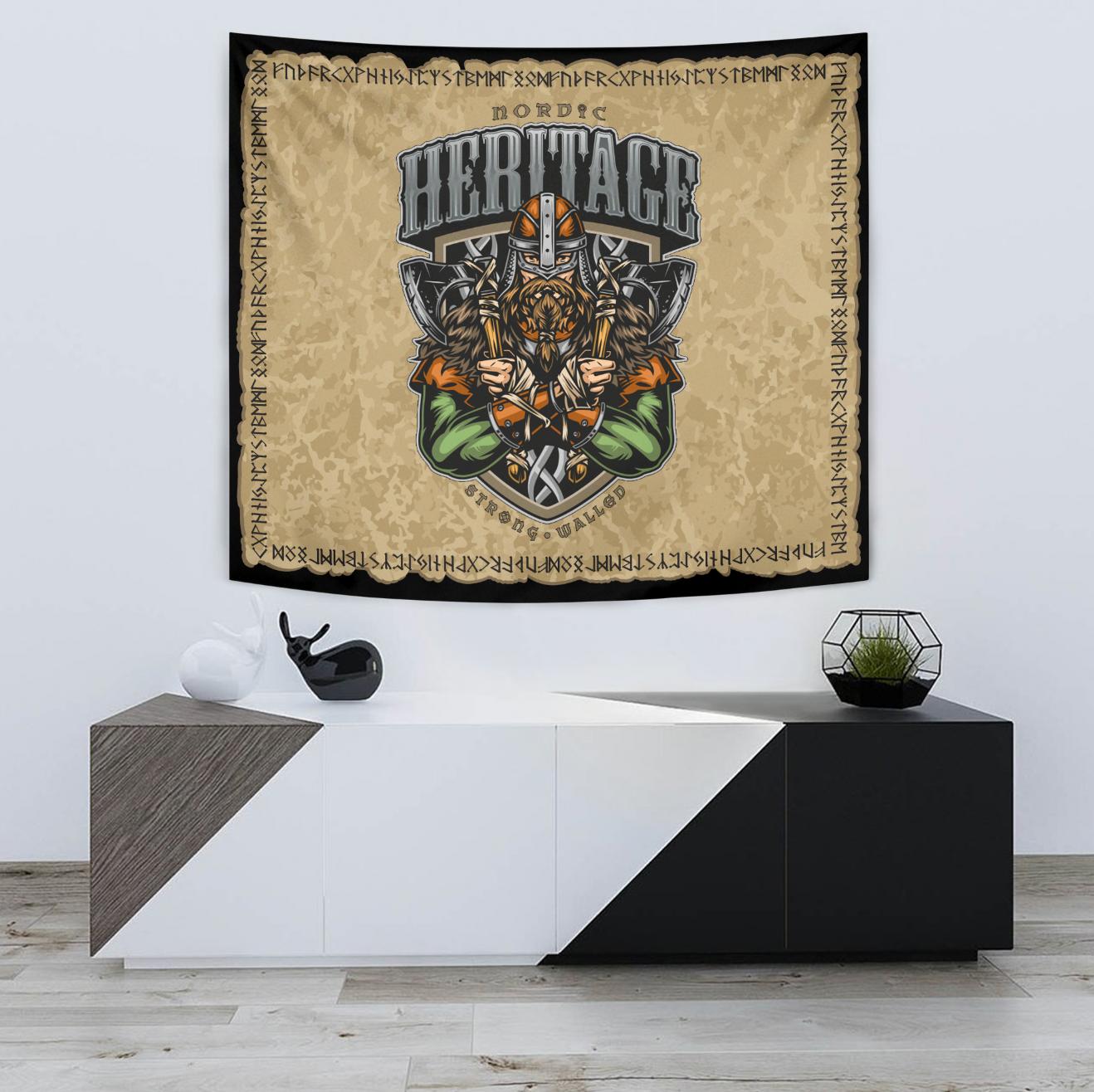 Viking Style Tapestry The Poleaxe and Sword Tapestry for Wall Décor