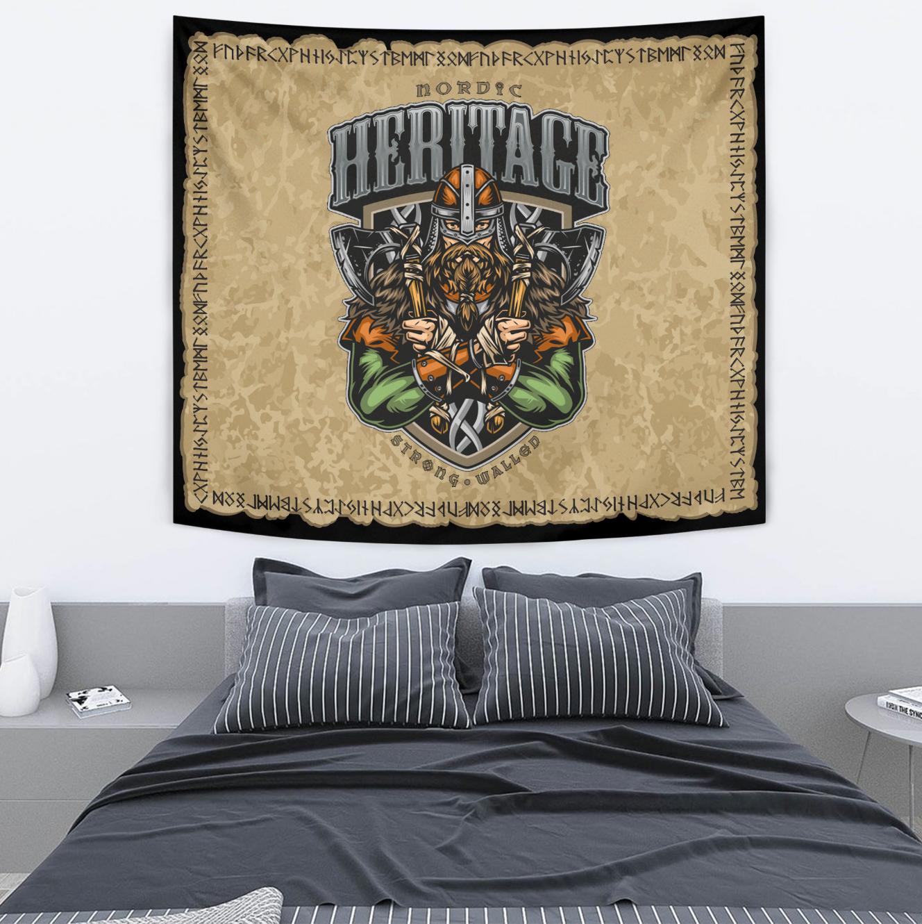 Viking Style Tapestry The Poleaxe and Sword Tapestry for Wall Décor