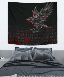 Viking Style Tapestry The Raven Of Odin Rune Blood for Wall Décor