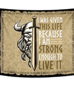 Viking Style Tapestry This Life Strong Live It for Wall Décor