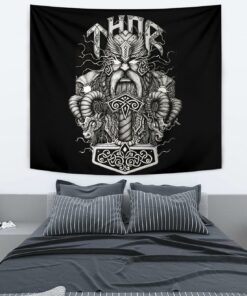Viking Style Tapestry Thor and Mjolnir for Wall Décor