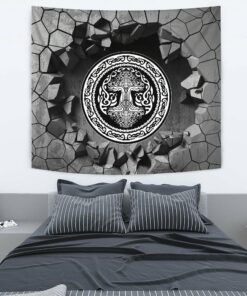 Viking Style Tapestry Totemic Raven Of Celts and Valknut Tapestry for Wall Décor