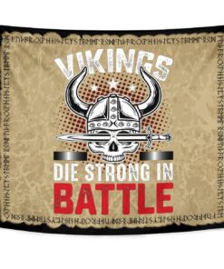 Viking Style Tapestry Viking Die Strong In Battle for Wall Décor