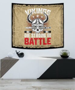 Viking Style Tapestry Viking Die Strong In Battle for Wall Décor