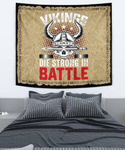 Viking Style Tapestry Viking Die Strong In Battle for Wall Décor