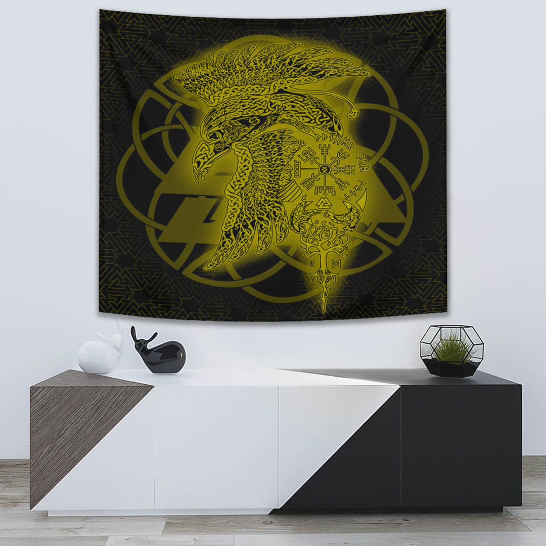 Viking Style Tapestry Viking Head Drinking Town Pillaging for Wall Décor