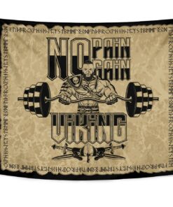 Viking Style Tapestry Viking No Pain No Gain Warrior for Wall Décor