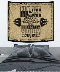 Viking Style Tapestry Viking No Pain No Gain Warrior for Wall Décor