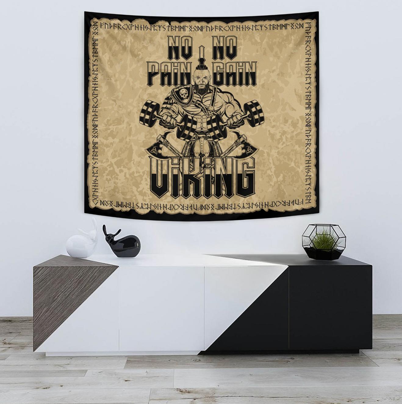 Viking Style Tapestry Viking No Pain No Gain for Wall Décor