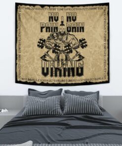 Viking Style Tapestry Viking No Pain No Gain for Wall Décor