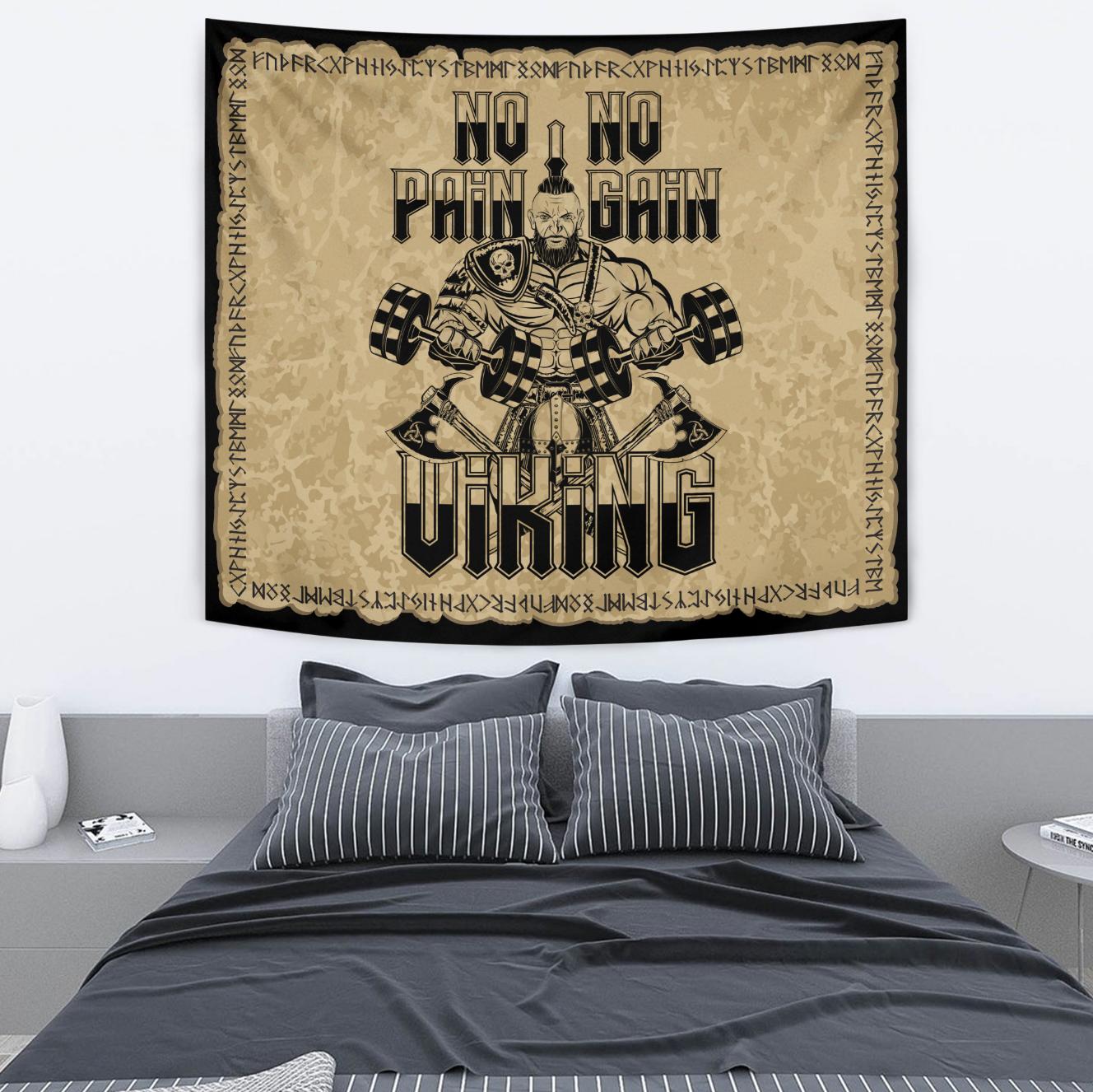 Viking Style Tapestry Viking No Pain No Gain for Wall Décor