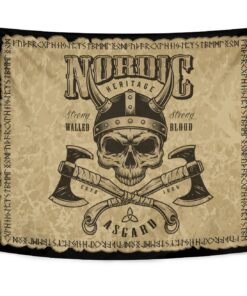 Viking Style Tapestry Viking Nordic Head With Axe for Wall Décor