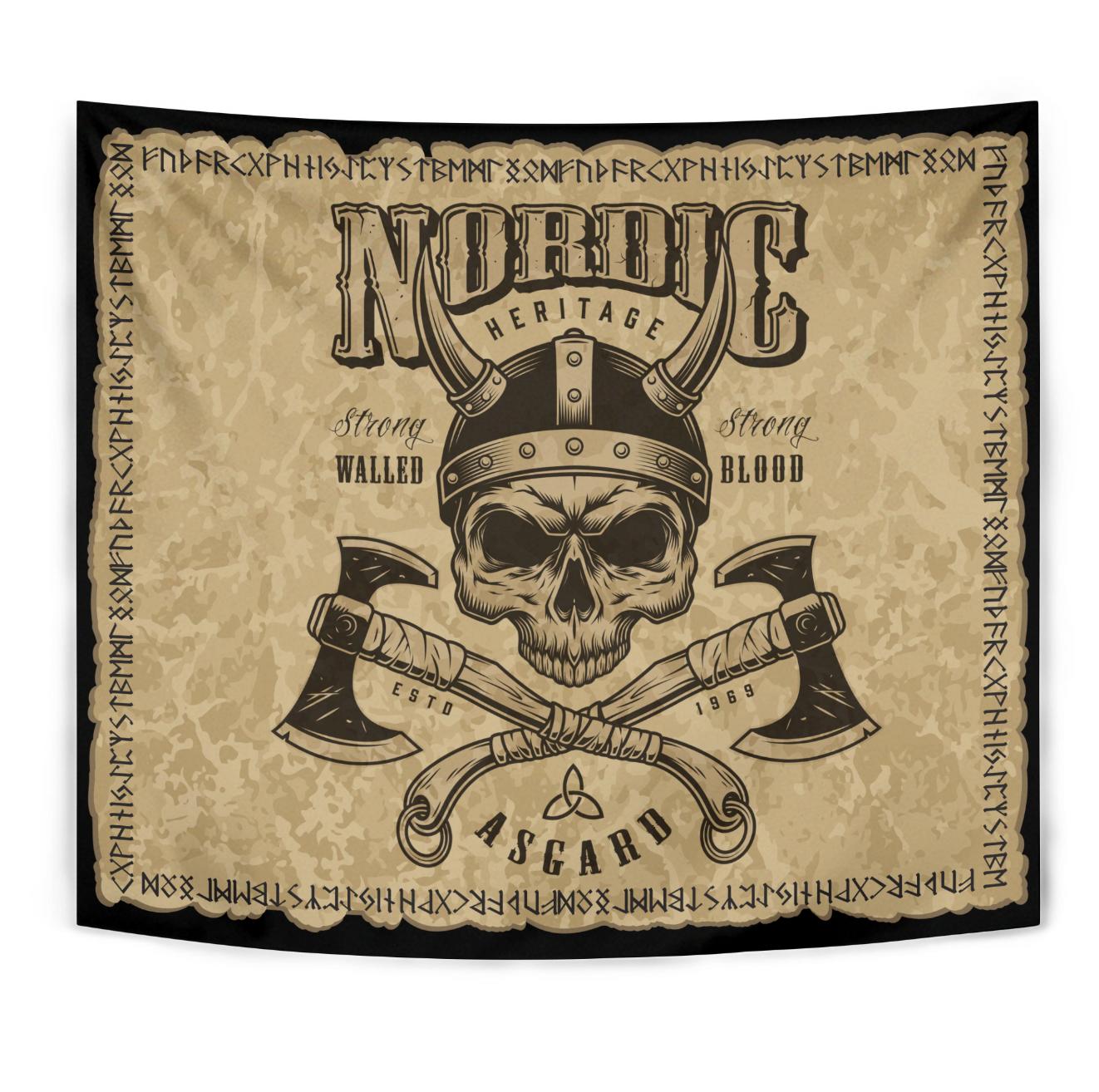 Viking Style Tapestry Viking Nordic Head With Axe for Wall Décor