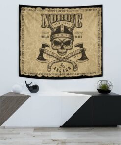 Viking Style Tapestry Viking Nordic Head With Axe for Wall Décor