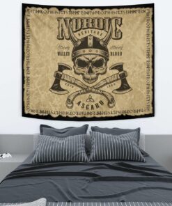 Viking Style Tapestry Viking Nordic Head With Axe for Wall Décor
