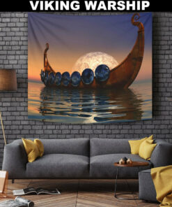 Viking Style Tapestry Viking Style Warship for Wall Décor