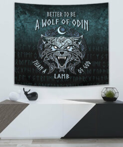 Viking Style Tapestry Vikings Valknut and Ravens Tattoo for Wall Décor