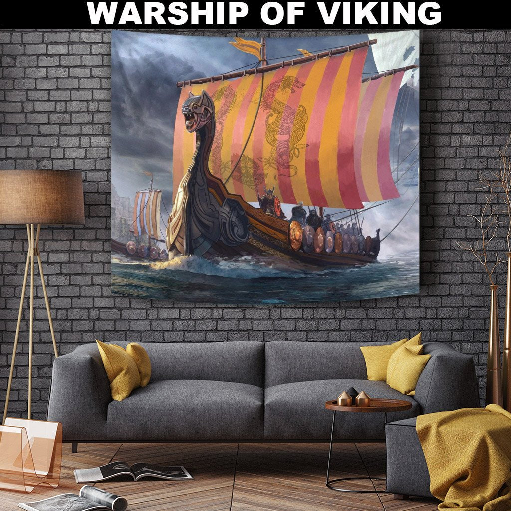 Viking Style Tapestry Warship Of Viking Style for Wall Décor