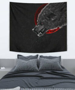 Viking Style Tapestry Wolf And Blood Moon for Wall Décor