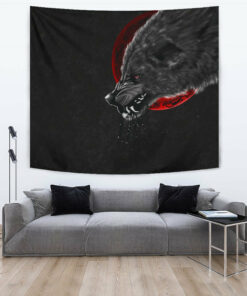 Viking Style Tapestry Wolf And Blood Moon for Wall Décor