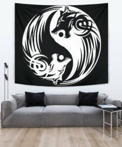 Viking Style Tapestry Ying Yang Wolf A21 for Wall Décor