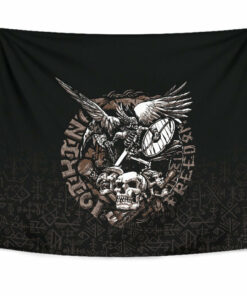 Viking Style Warrior Tattoo Odin Tapestry for Wall Décor