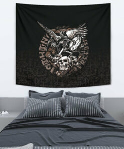 Viking Style Warrior Tattoo Odin Tapestry for Wall Décor