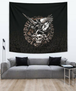 Viking Style Warrior Tattoo Odin Tapestry for Wall Décor