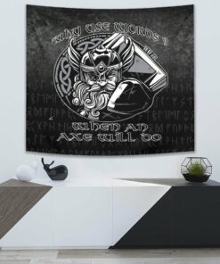 Viking Style Why Use Words When An Axe Will Do Tapestry for Wall Décor