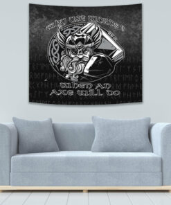 Viking Style Why Use Words When An Axe Will Do Tapestry for Wall Décor