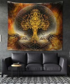 Viking Tree of Life Raven Legend Warrior Limited 3D Print Wall Tapestry for Wall Décor
