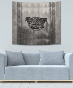 Viking Valknut and Raven Tapestry for Wall Décor