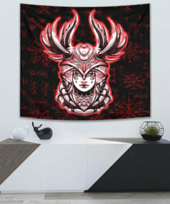 Viking Valkyrie Red Tapestry for Wall Décor