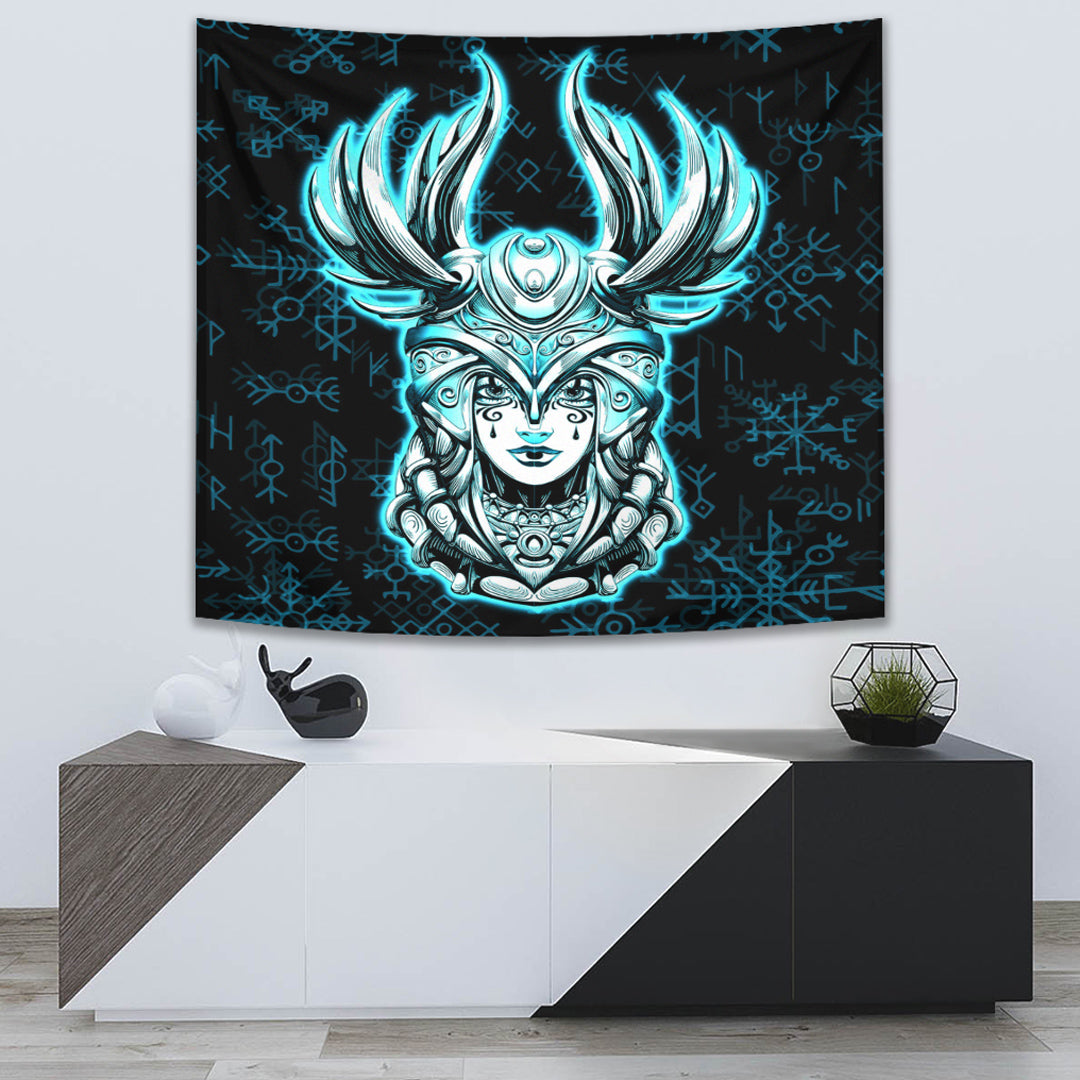 Viking Valkyrie Turquoise Tapestry for Wall Décor