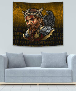 Viking Warrior Odin Valhalla Raven Tapestry for Wall Décor