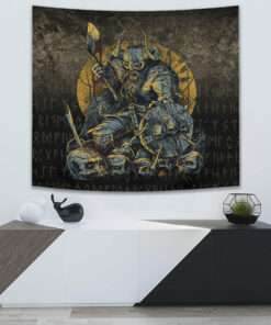 Viking Warrior with Skulls Tapestry for Wall Décor
